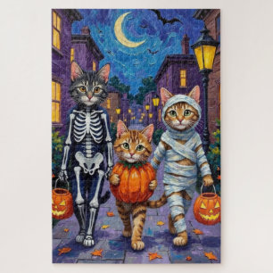Puzzle Chats Maine Coon faisant Trick-or-Treating à Hallo