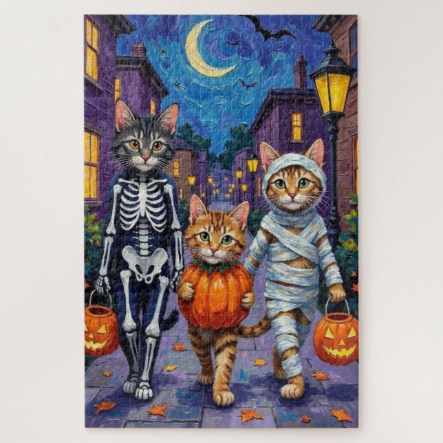Puzzle Chats Maine Coon faisant Trick-or-Treating à Hallo (Vertical)