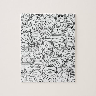 Puzzle Chats mignons amusants Doodle Zen Relaxant Colorat