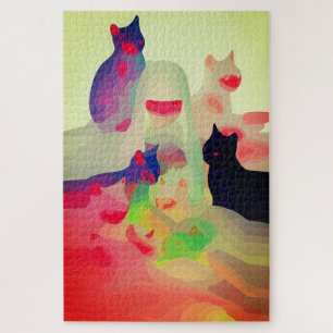 Puzzle Chats mystiques et esprits – Art abstrait anime vi