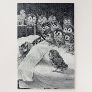 Puzzle Chats Nightmare Owl Bird, Louis Wain