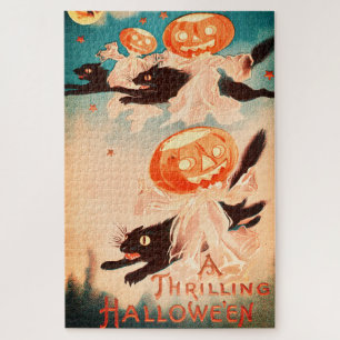 Puzzle Chats noirs d'Halloween vintage