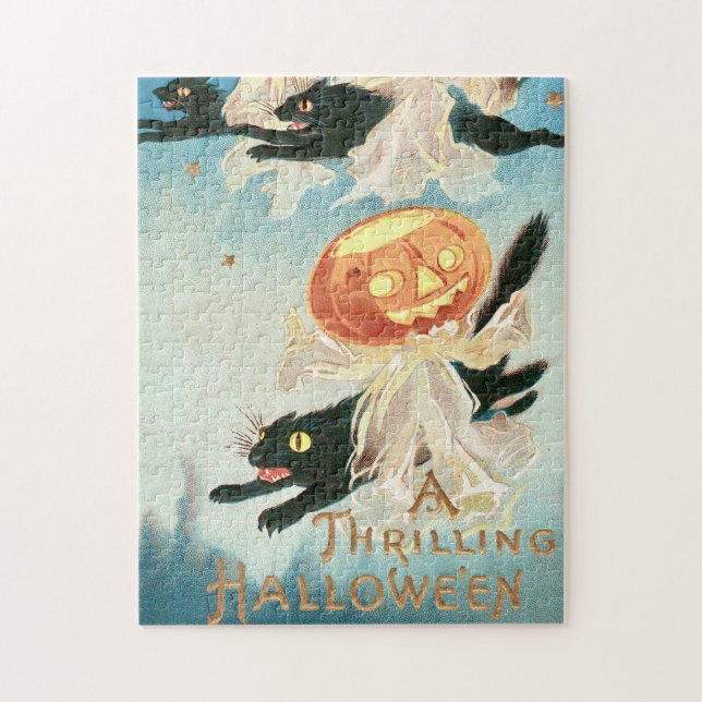 Puzzle Chats noirs d'Halloween vintage (Vertical)