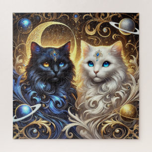 Puzzle Chats noirs et blancs majestueux