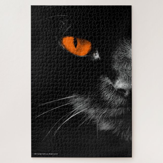 Puzzle Chats noirs règnent - Yeux orange (Vertical)
