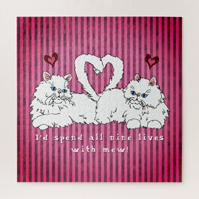 Puzzle Chats perses blancs au coeur Saint-Valentin (Vertical)