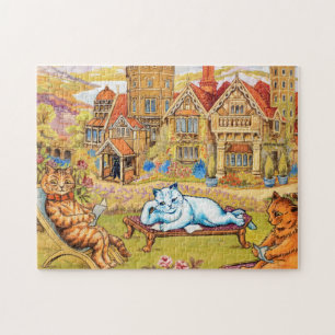 Puzzle Chats se relaxant dans les jardins de Napsbury by