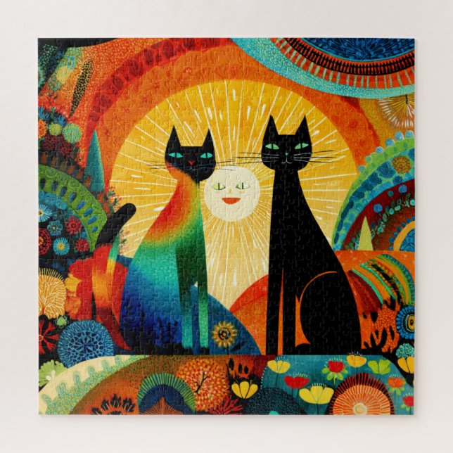 Puzzle Chats sur fond lumineux et coloré, (Vertical)