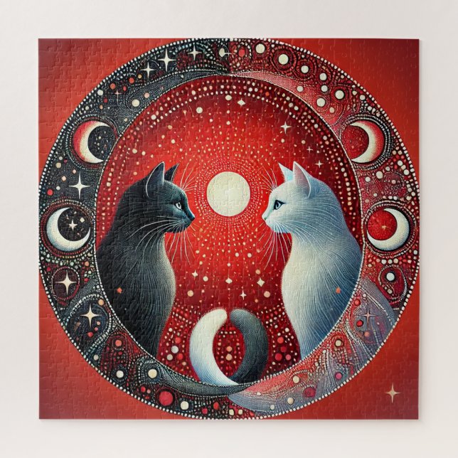 Puzzle Chats Yin Yang Équilibre Artistique Scène d'Harmon (Vertical)