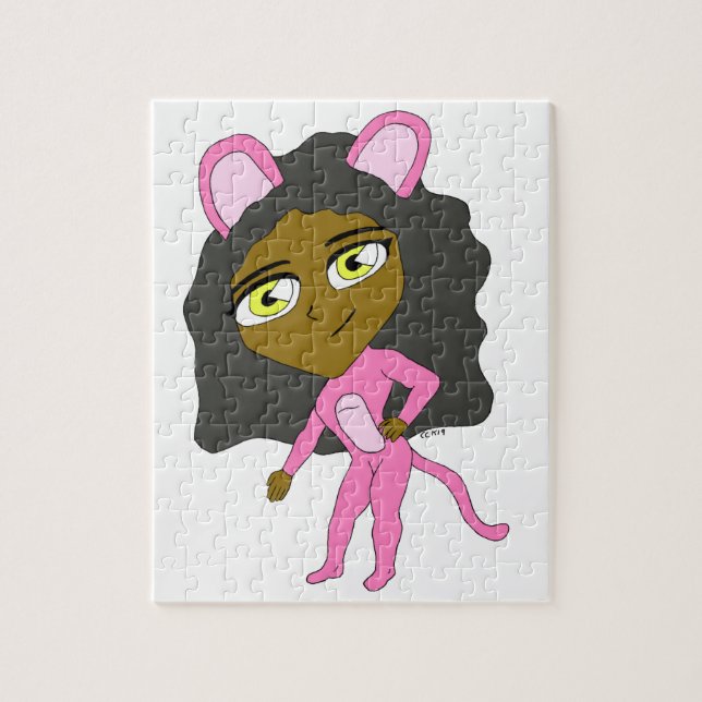 Puzzle chatte rose     (Vertical)