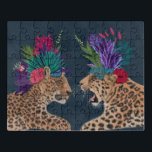 Puzzle Chaud House Leopards | Un couple<br><div class="desc">Cette impression présente une paire de guépards ornés d'une tête fleurie | Par Fab Funky. ID d'image : 192444GG</div>