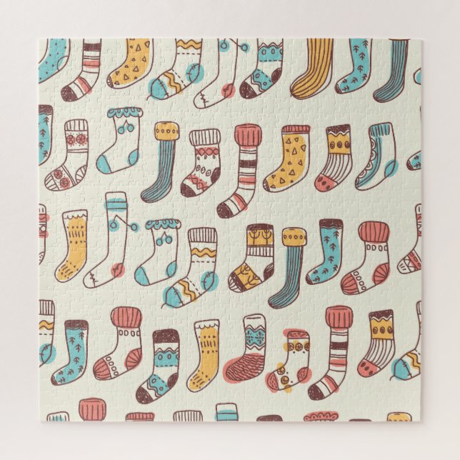 Puzzle Chaussettes Doodle mignonnes : Simplicité scandina (Vertical)