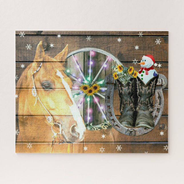 Puzzle Chaussure de Noël Wagon Roue Boots de cow-boy Hors (Horizontal)