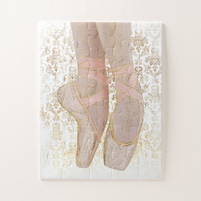 Puzzle Chaussures de talon de ballet - Or rose Blanc (Vertical)