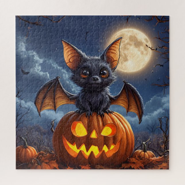 Puzzle Chauve-souris de dessin animé adorable perchée sur (Vertical)