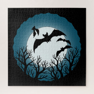 Puzzle Chauves-souris et arbres contre la lune