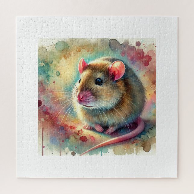 Puzzle Cheek Pouch Rat 240624AREF125 - Watercolor (Vertical)