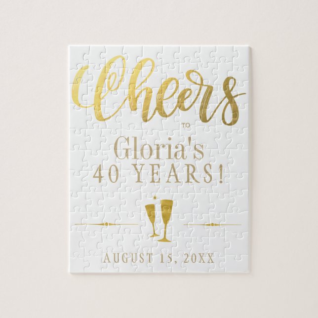 Puzzle Cheers to 40 years personalized birthday gift (Vertical)