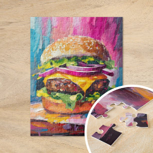 Puzzle Cheeseburger coloré Art Abstrait moderne