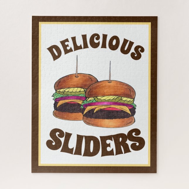 Puzzle Cheeseburger Hamburger Sliders Bar Food (Vertical)
