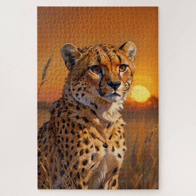 Puzzle Cheetah africain au coucher du soleil (Vertical)