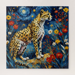 Puzzle Cheetah aux fleurs