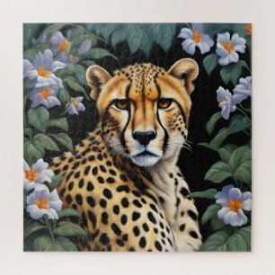 Puzzle Cheetah et fleurs