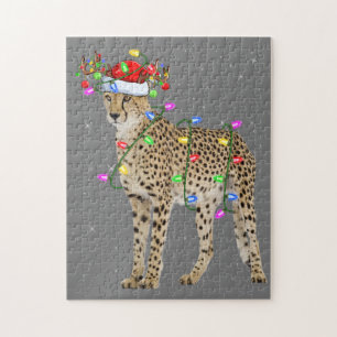 Puzzle Cheetah Lover Xmas Lighting Père Noël Cheetah Chri