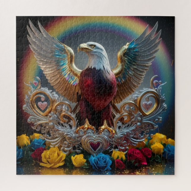 Puzzle Chef-d'oeuvre numérique 3D Golden Bald Eagle par A (Vertical)
