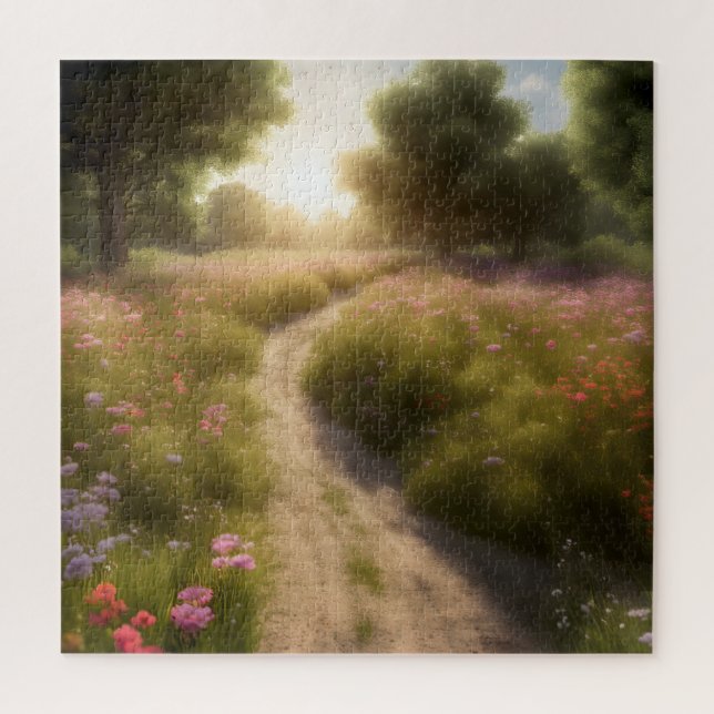 Puzzle Chemin De Dirt Dans Le Pré Fleur sauvage (Vertical)