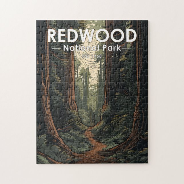 Puzzle Chemin d'illustration du parc national Redwood Vin (Vertical)
