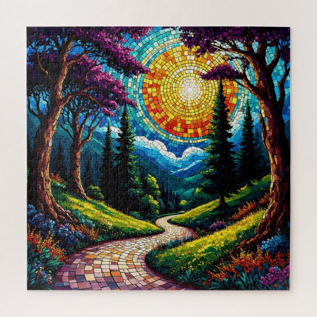 Puzzle Chemin et paysage ensoleillé vibrant (Vertical)