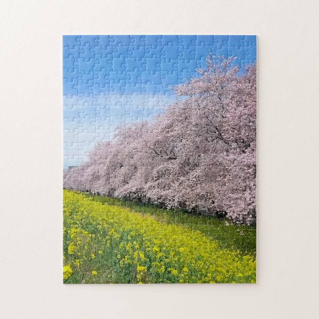 Puzzle Cherry Blossoms and Yellow Flowers (Vertical)
