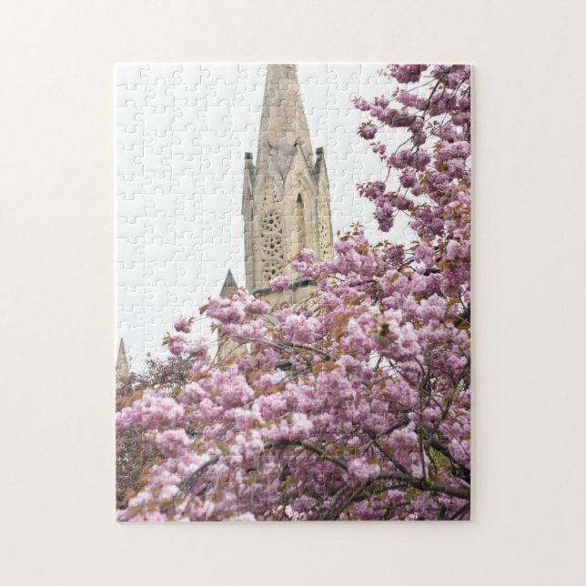 Puzzle Cherry Blossoms Church Steeple Islington London UK (Vertical)