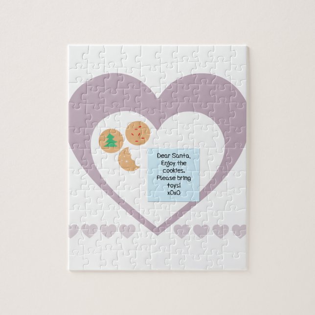 Puzzle Chers cookies Père Noël Apportez des jouets Coeurs (Vertical)