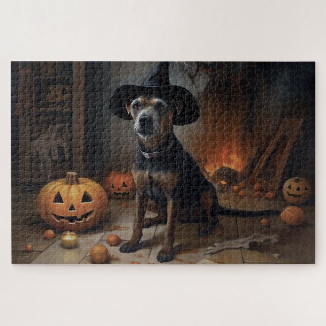 Puzzle Chesapeake Bay Terrier Citrouille Halloween effray (Horizontal)