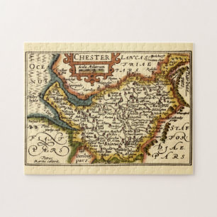 Puzzle Cheshire (Chester) Comté Angleterre Carte Antiquai