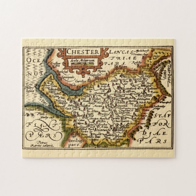 Puzzle Cheshire (Chester) Comté Angleterre Carte Antiquai (Horizontal)