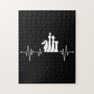Puzzle Chess Player Gift Idea Chess Pieces Heartbeat