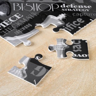 Puzzle Chess Terms and Pieces Black and White ID784