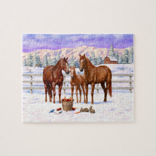 Puzzle Chestnut Sorrel Quarter Chevaux En Neige