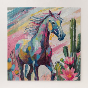 Puzzle Cheval Abstrait moderne et succulents
