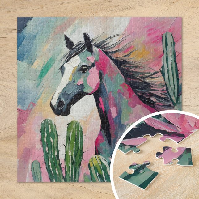 Puzzle Cheval Abstrait moderne et succulents (Créateur téléchargé)