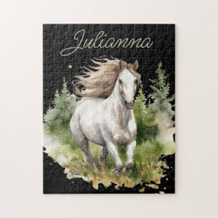 Puzzle Cheval Aquarelle Cheval arabe blanc Poney Nature