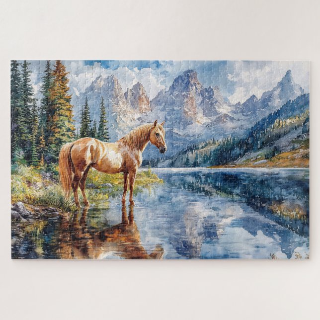 Puzzle Cheval au bord du lac Pittoresque (Horizontal)