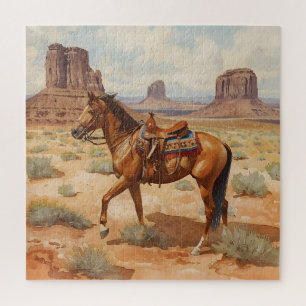 Puzzle Cheval avec Mesas du désert
