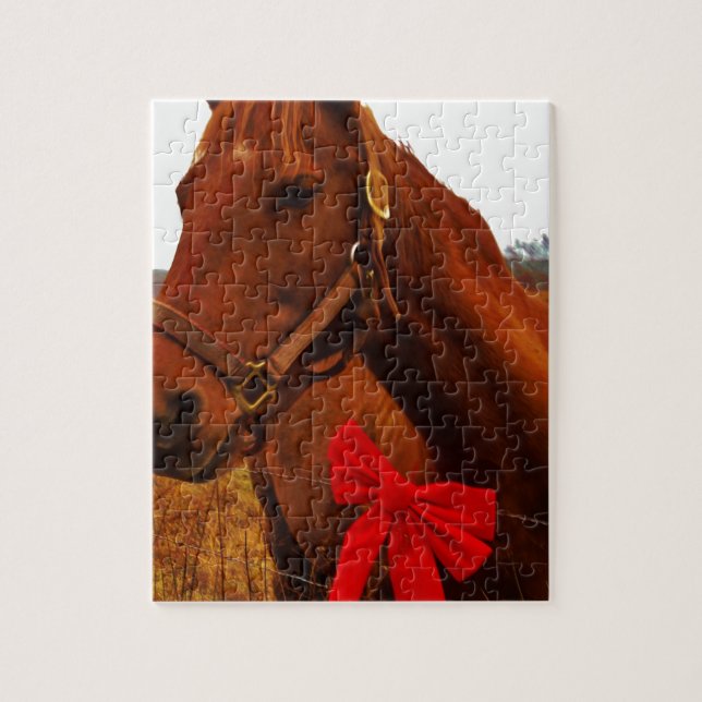 Puzzle Cheval avec un nœud rouge (Vertical)