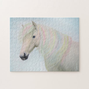Puzzle Cheval blanc avec Cheveux Pastel