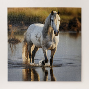 Puzzle Cheval blanc dans le lac