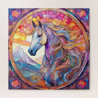 Puzzle Cheval blanc en vitrail